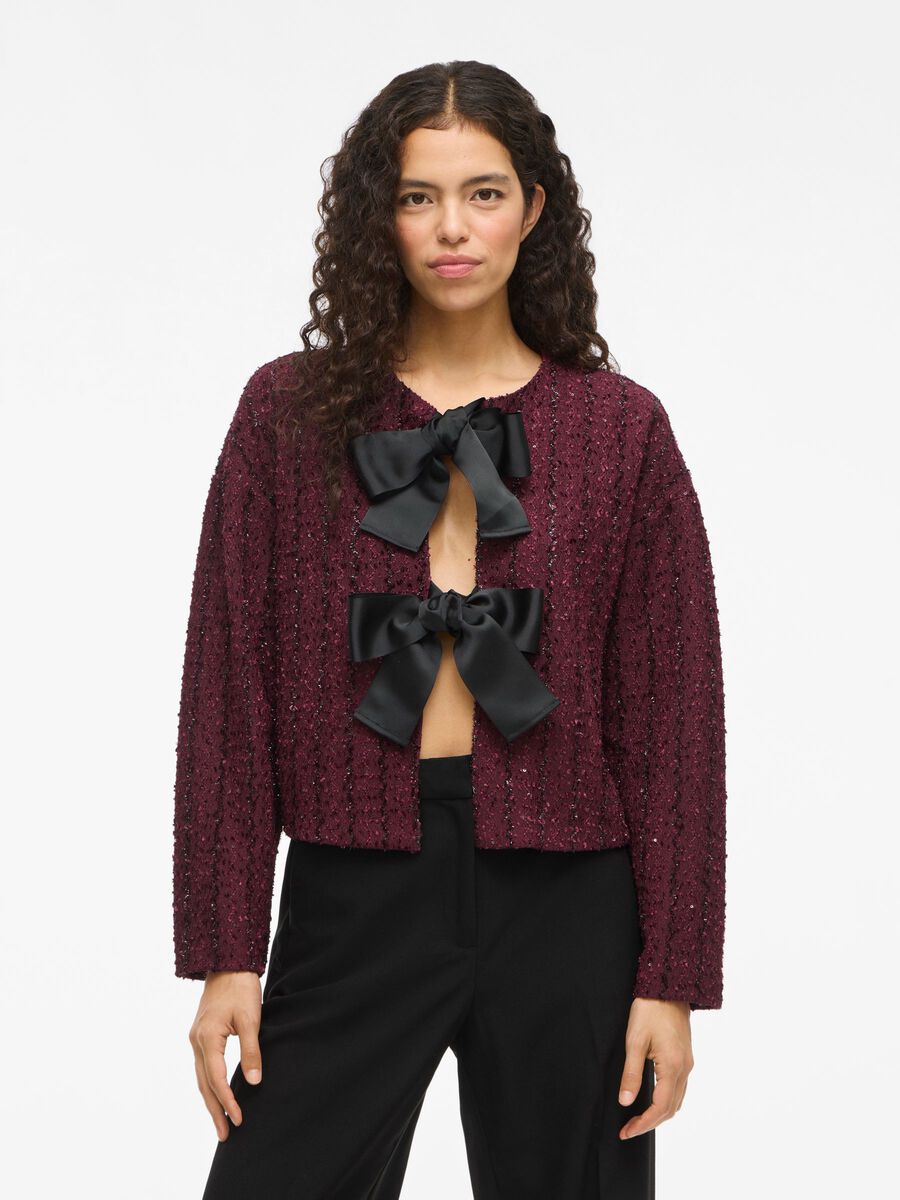 Otta Bow Detailed Cardigan (Fig/Black Bows)