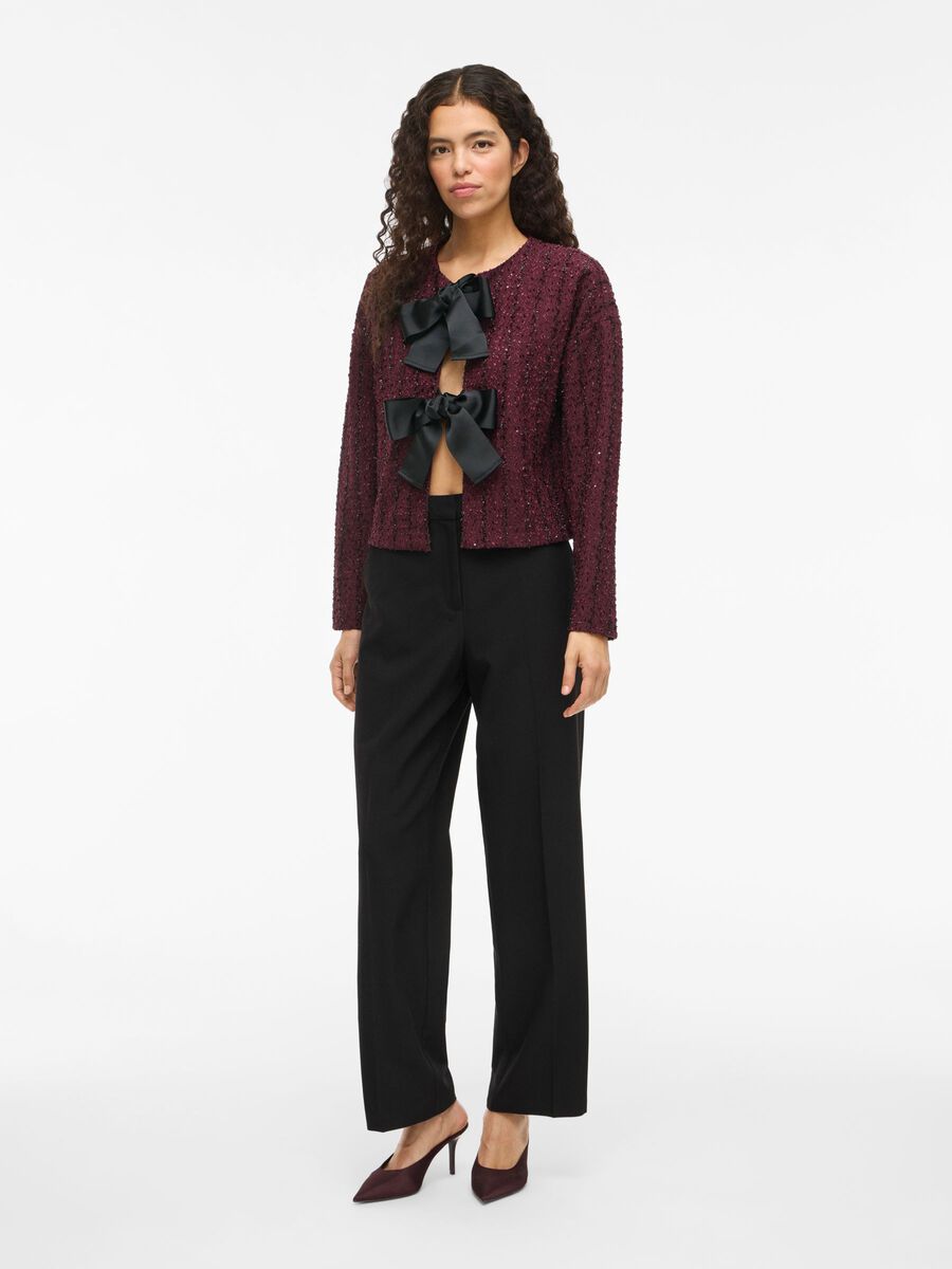 Otta Bow Detailed Cardigan (Fig/Black Bows)