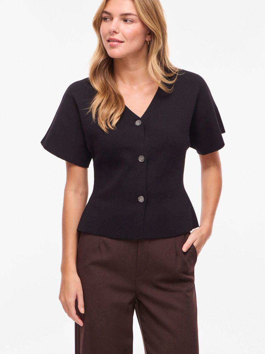 Sway Short Sleeve Knitted Cardigan (Black Beauty)