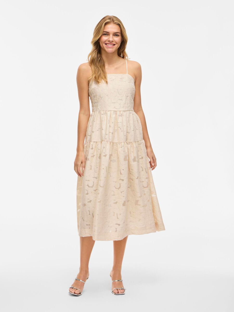 Helna Strap Midi Dress (Birch/Jacquard)