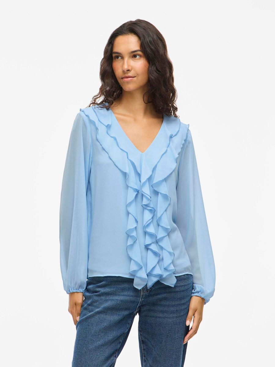 Diane Frill V-Neck Top (Kentucky Blue)