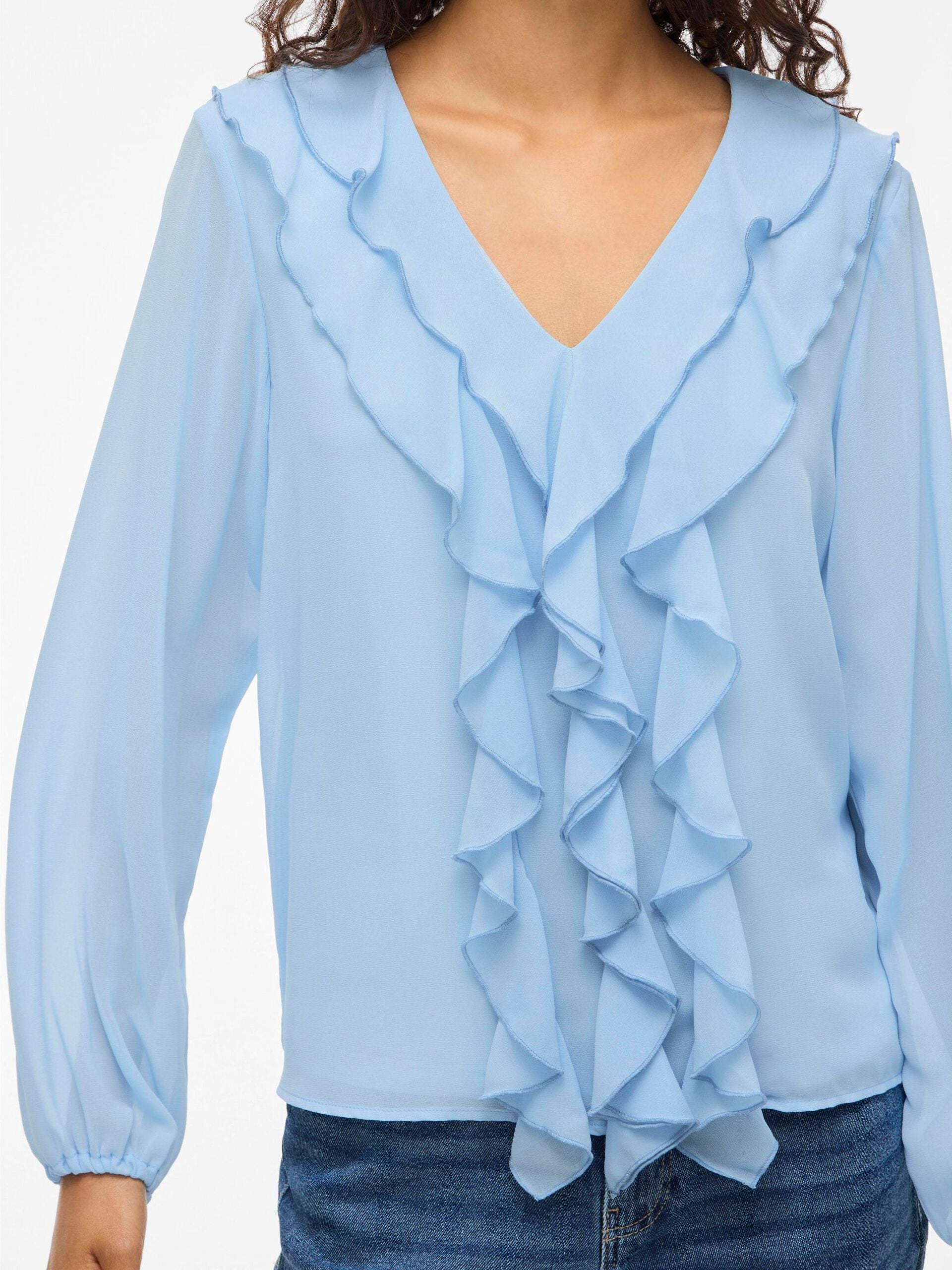 Diane Frill V-Neck Top (Kentucky Blue)