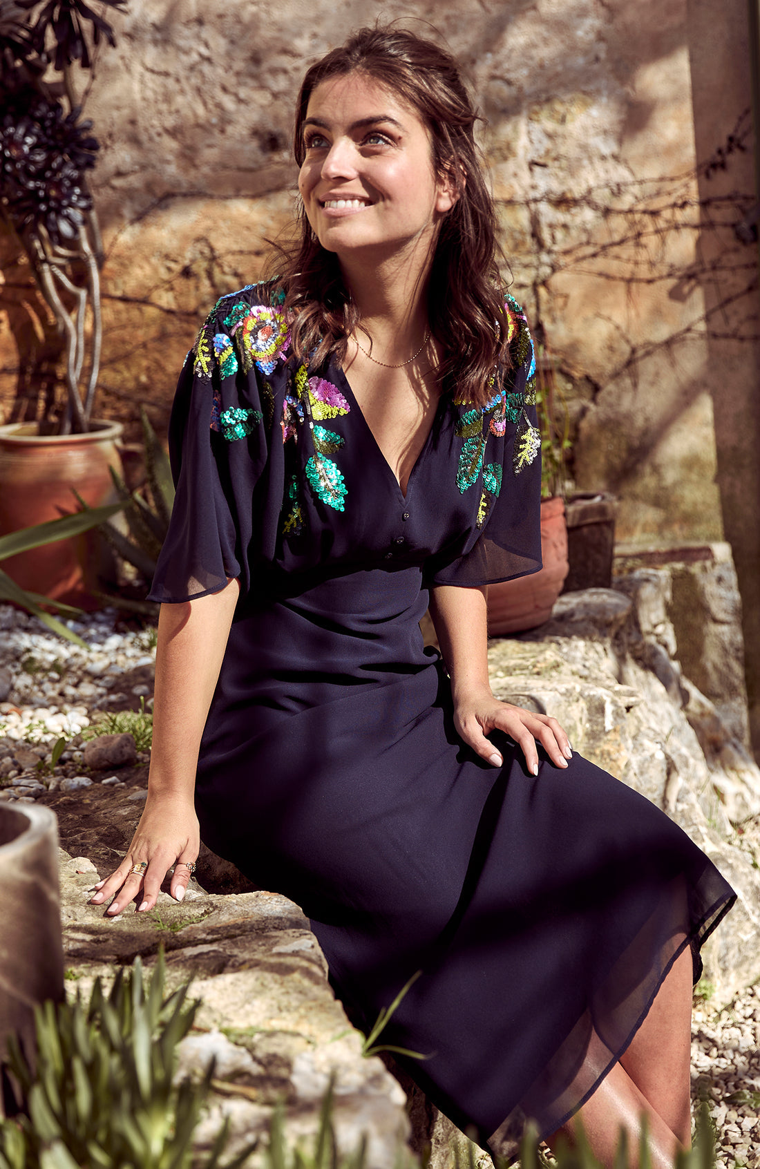 The Sofia Embellished V-Neck Midi Dress