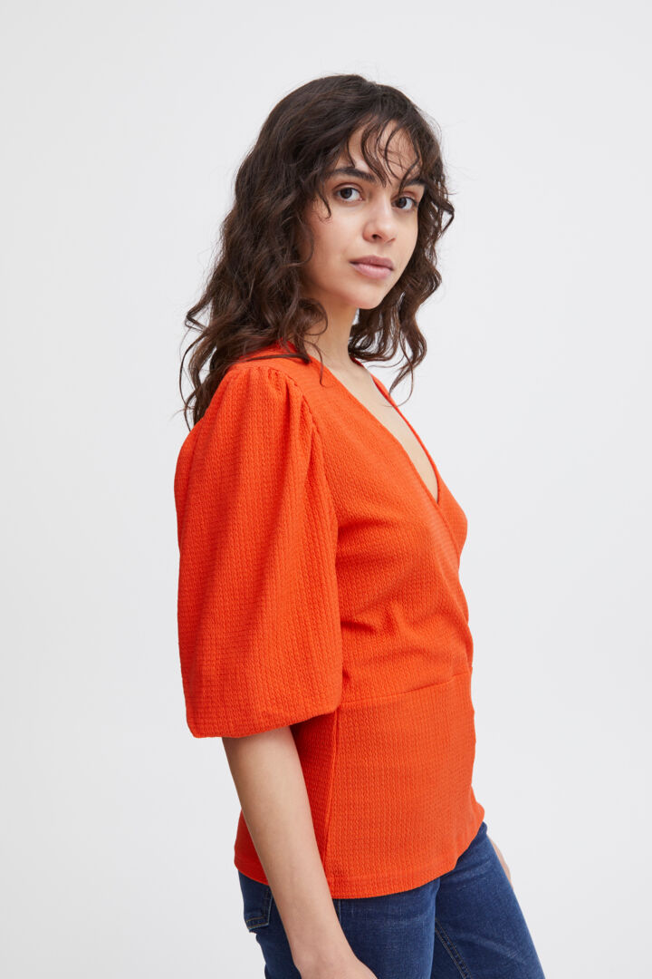 Maire V-Neck Top (Grenadine/Red)