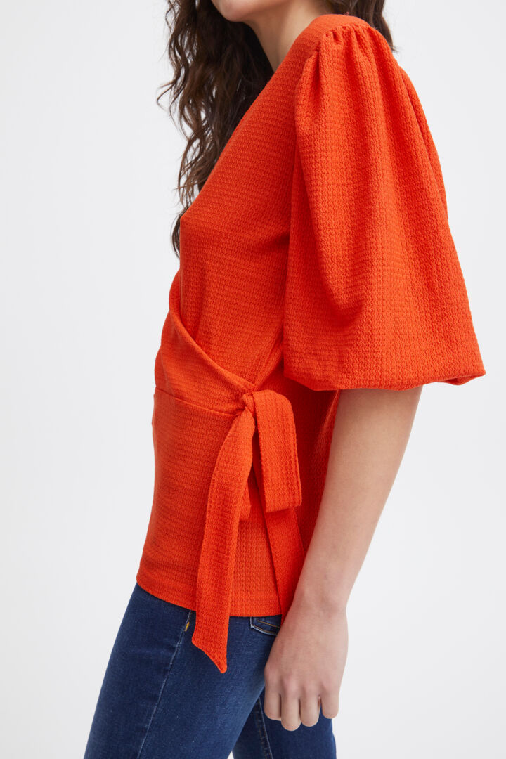 Maire V-Neck Top (Grenadine/Red)