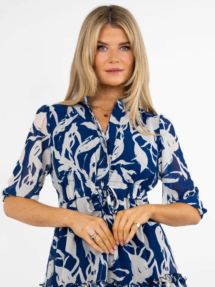 Latina Mini Dress (Blue/Cream)