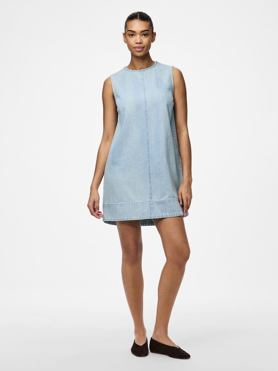 Flora Denim Dress (Light Blue)