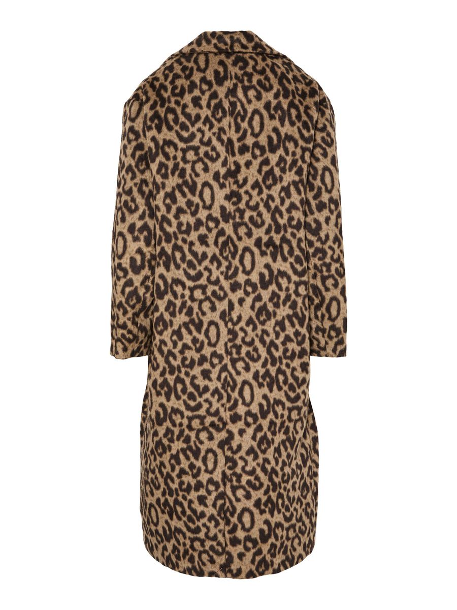 Jenna Long Printed Coat (Black/Leopard)