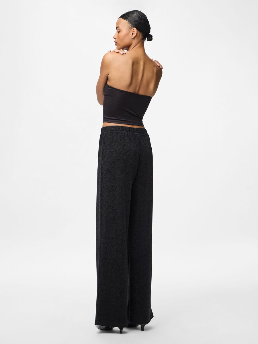 Ana Glitter Wide Leg Pants (Black/Black Lure)