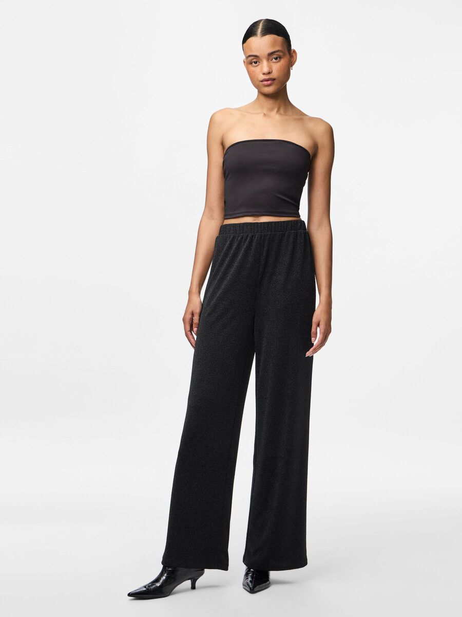 Ana Glitter Wide Leg Pants (Black/Black Lure)