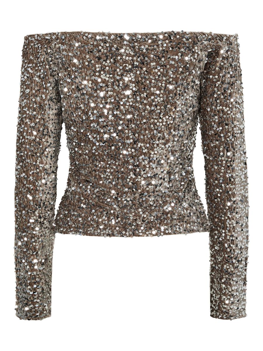 Kam Sequin Off-Shoulder Top (Morel/Silver)