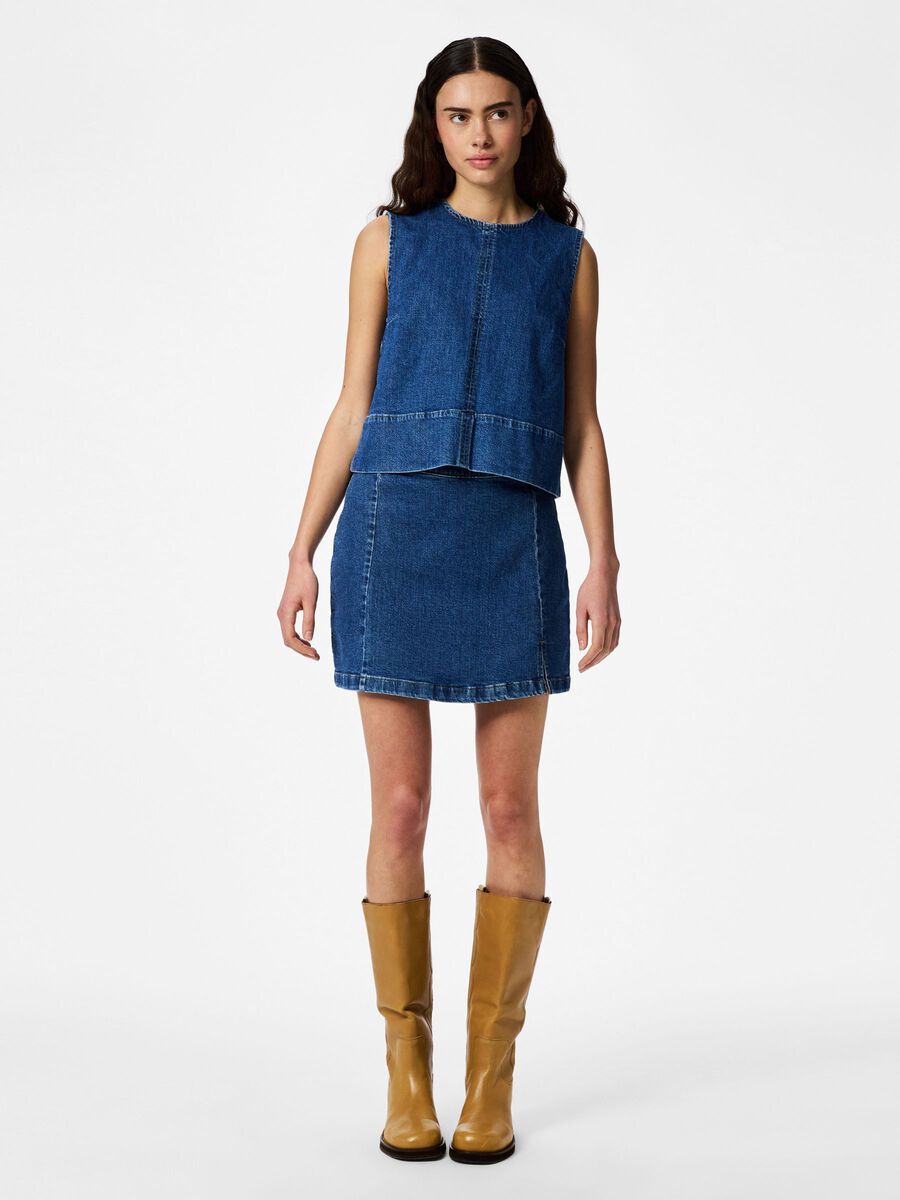 Kassy Sleeveless Top (Mid Blue Denim)