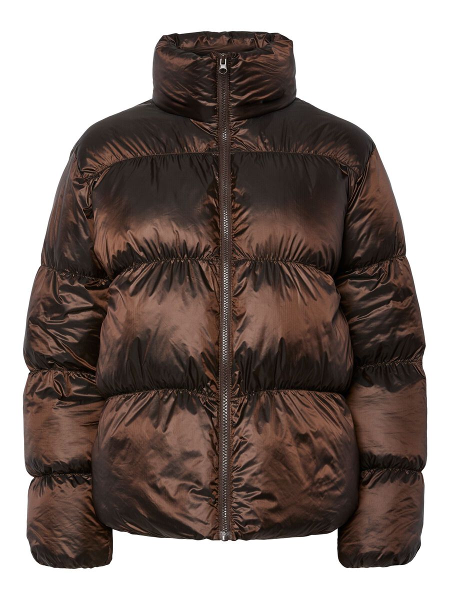 Candy Shiny Puffer Jacket (Hot Fudge)