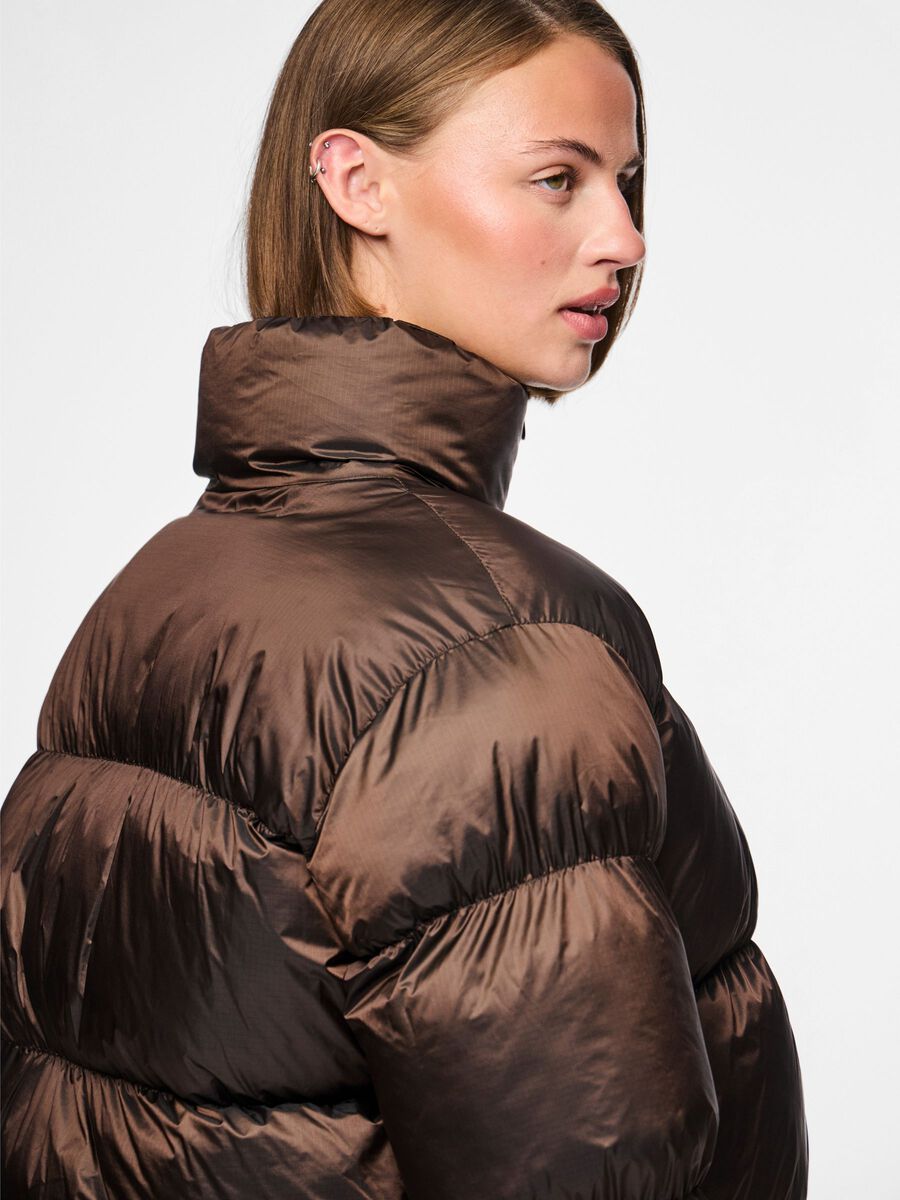 Candy Shiny Puffer Jacket (Hot Fudge)