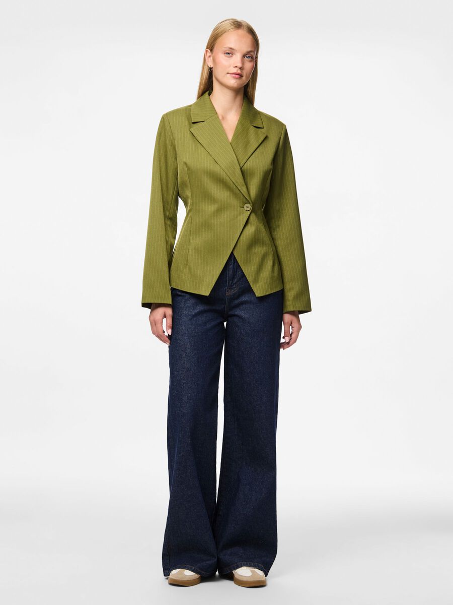 Faye Pinstripe Blazer (Sphagnum)