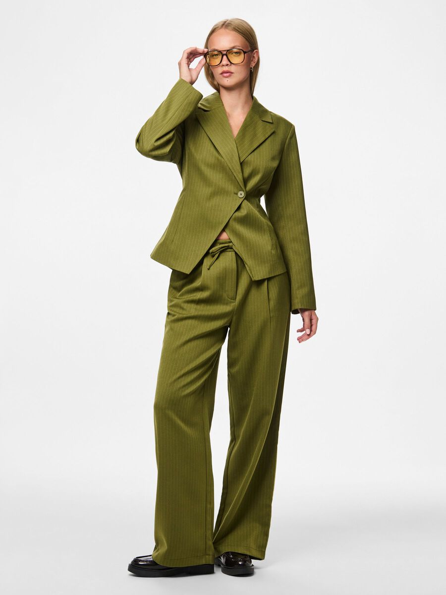 Faye Pinstripe Blazer (Sphagnum)