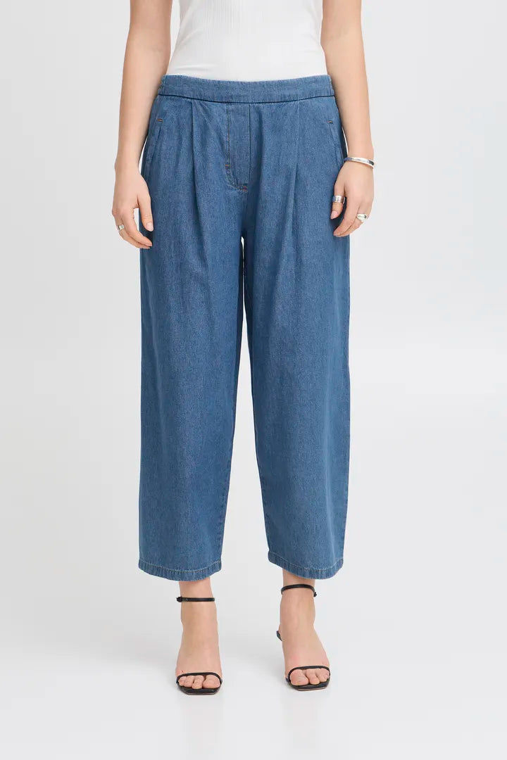 Archer Wide Leg Jeans (Washed Medium Blue)