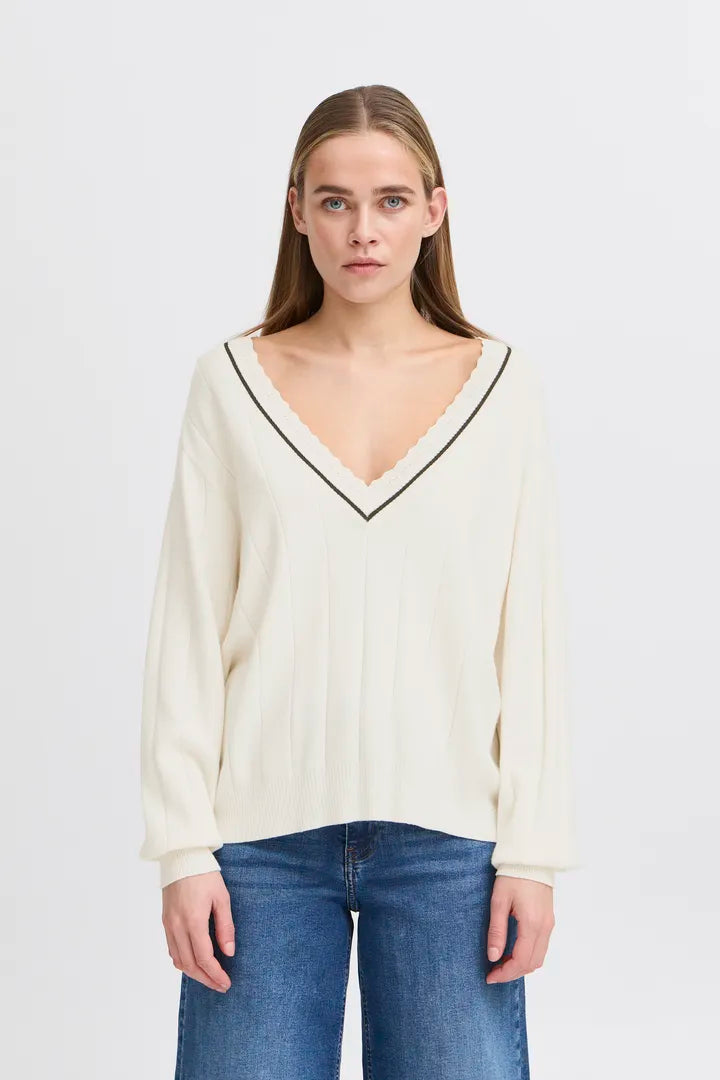 Zanora V-Neck Jumper (Birch)