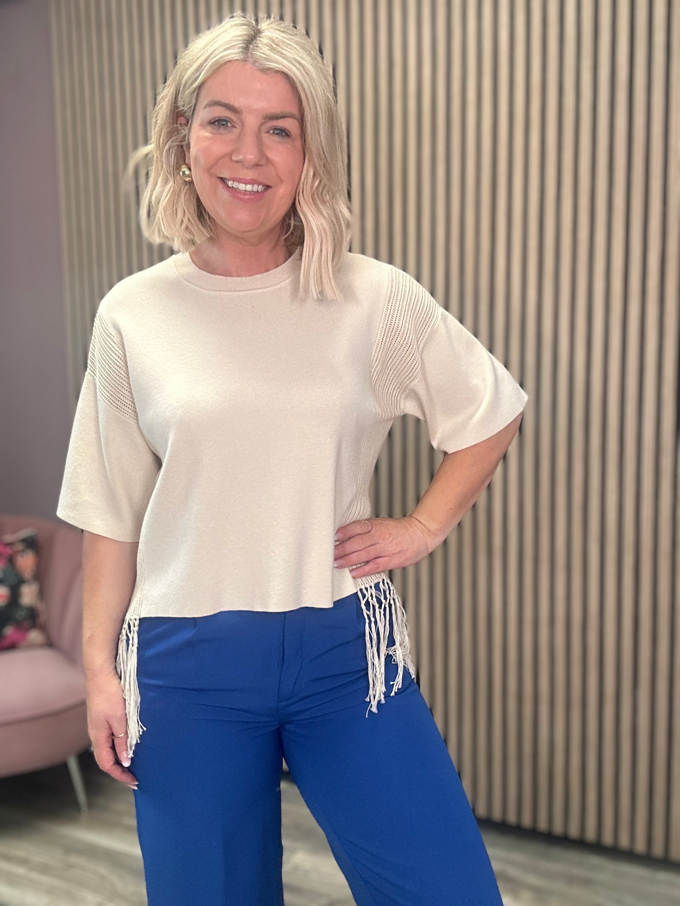 Sanya 2/4 Sleeve Knit Jumper (Sandshell)