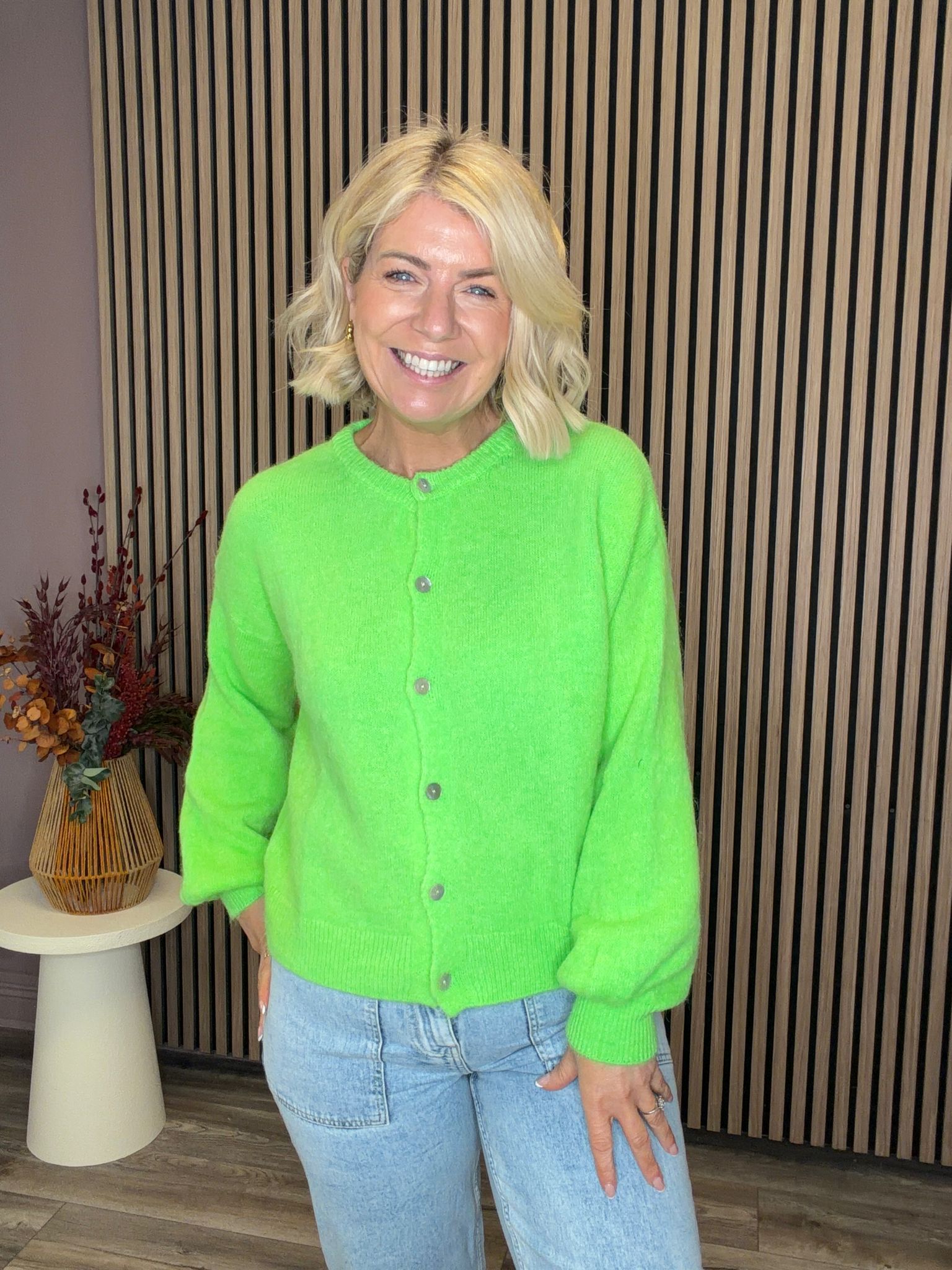 Kimmie Knit Cardigan (Neon Green)