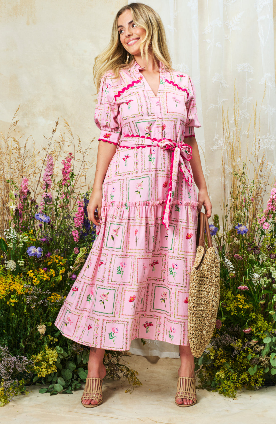 The Fern Midi Dress (Pink)