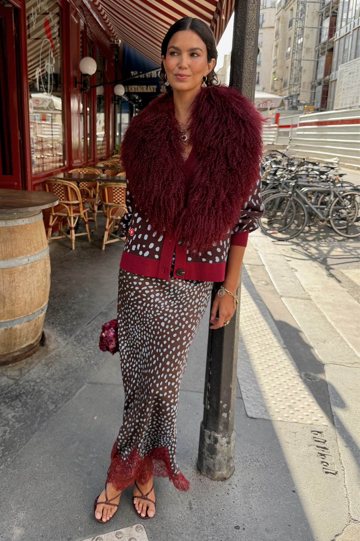 Maeva Midi Skirt (Chocolate/Blue)