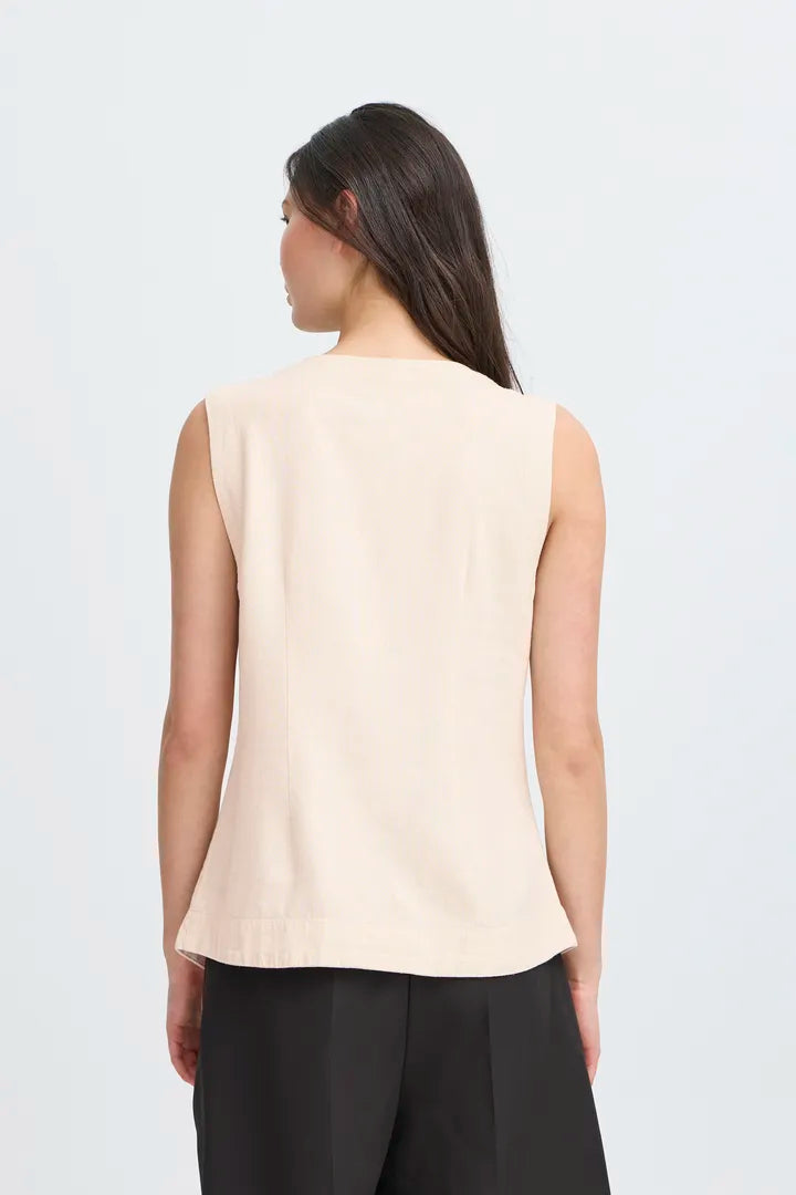 Linno Sleeveless Waistcoat Top (Natural Ecru)