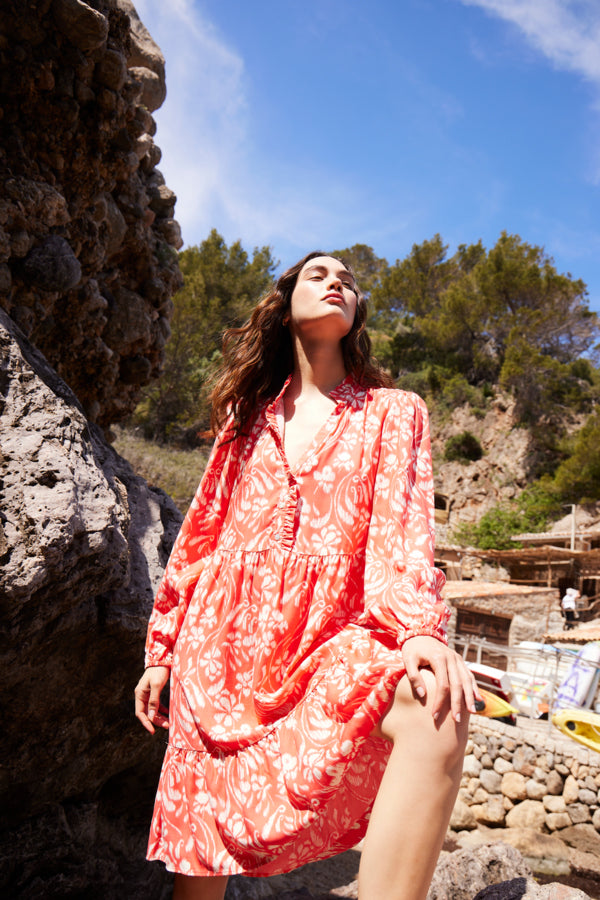 Sareena Dress (Hot Coral)