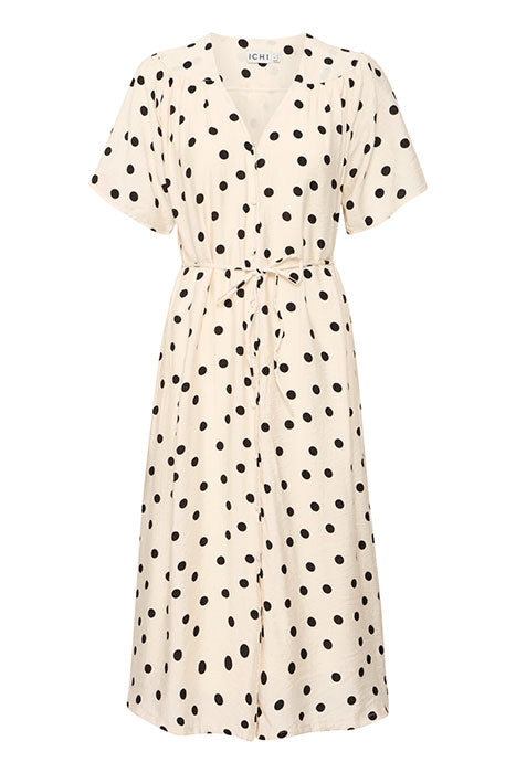 Tabita Short Sleeve Midi Dress (Birch Dot)