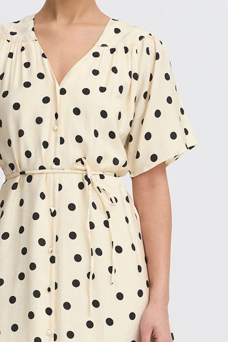 Tabita Short Sleeve Midi Dress (Birch Dot)