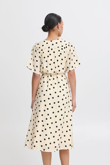 Tabita Short Sleeve Midi Dress (Birch Dot)