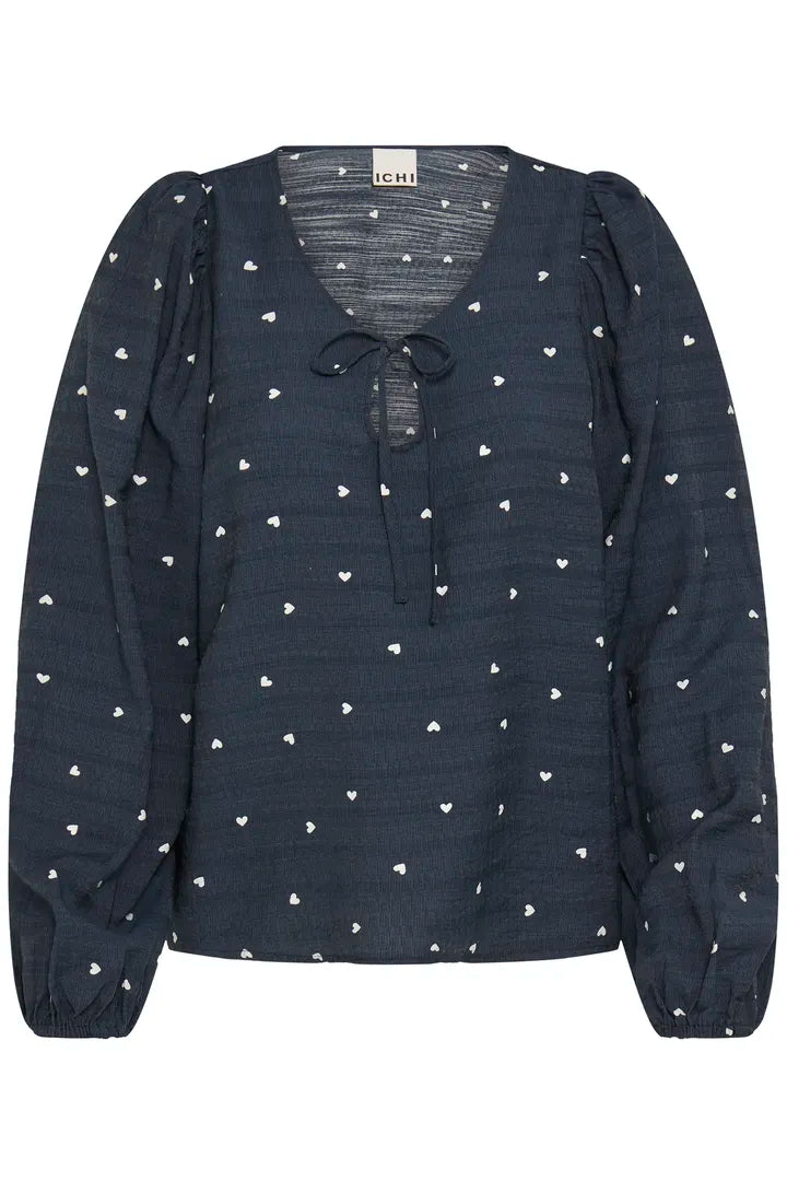 Eve Heart Top (Blue/White Hearts)