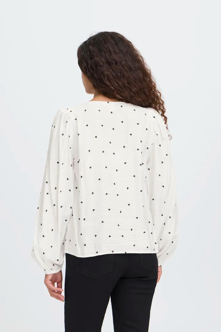 Eve Heart Top (White/Black Hearts)