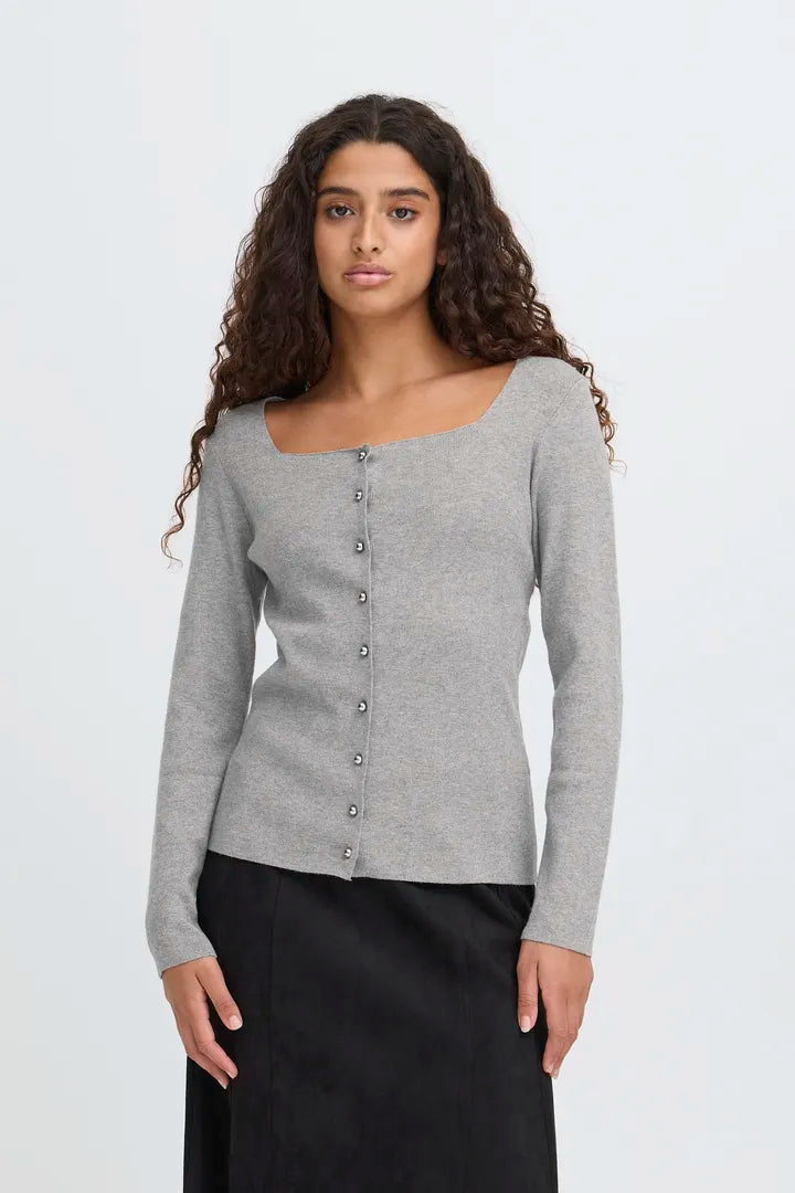 Clarisa Knit Top (Grey Melange)