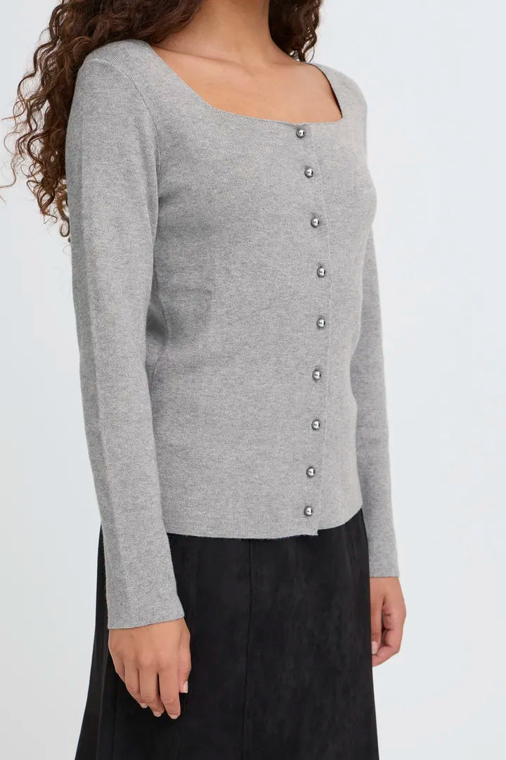 Clarisa Knit Top (Grey Melange)