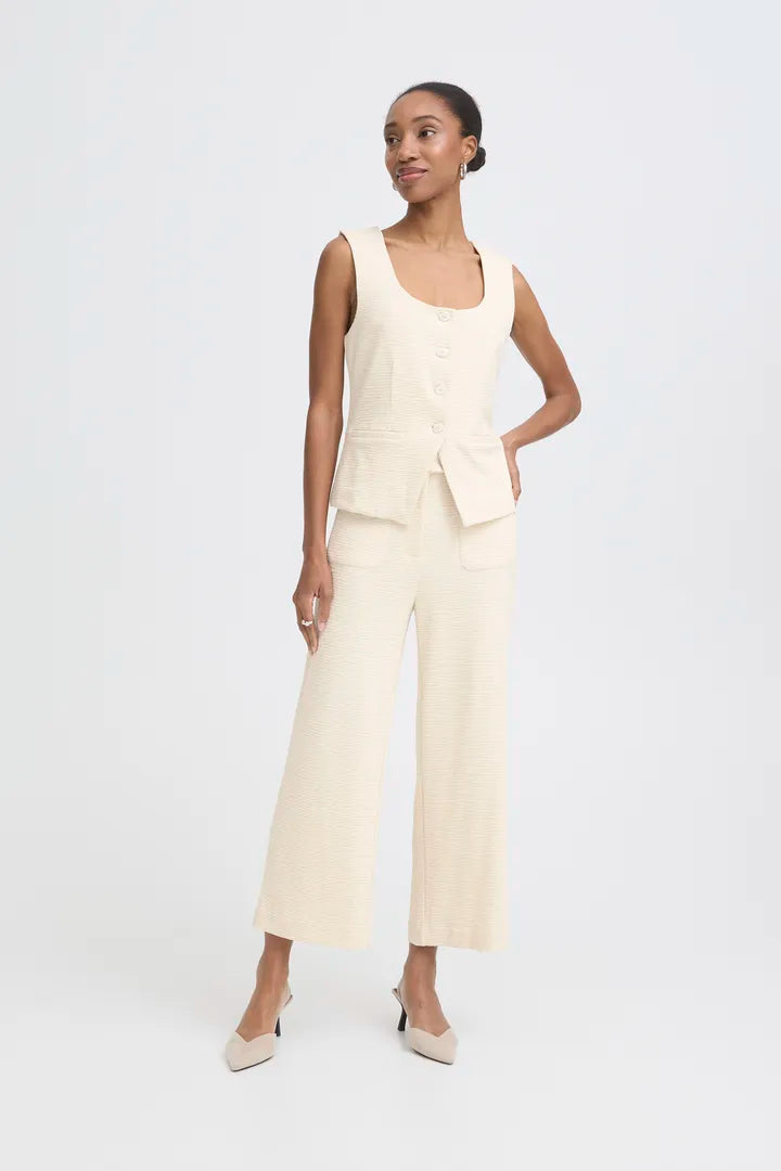 Lumi Wide Leg Cropped Pants (Almond Milk)