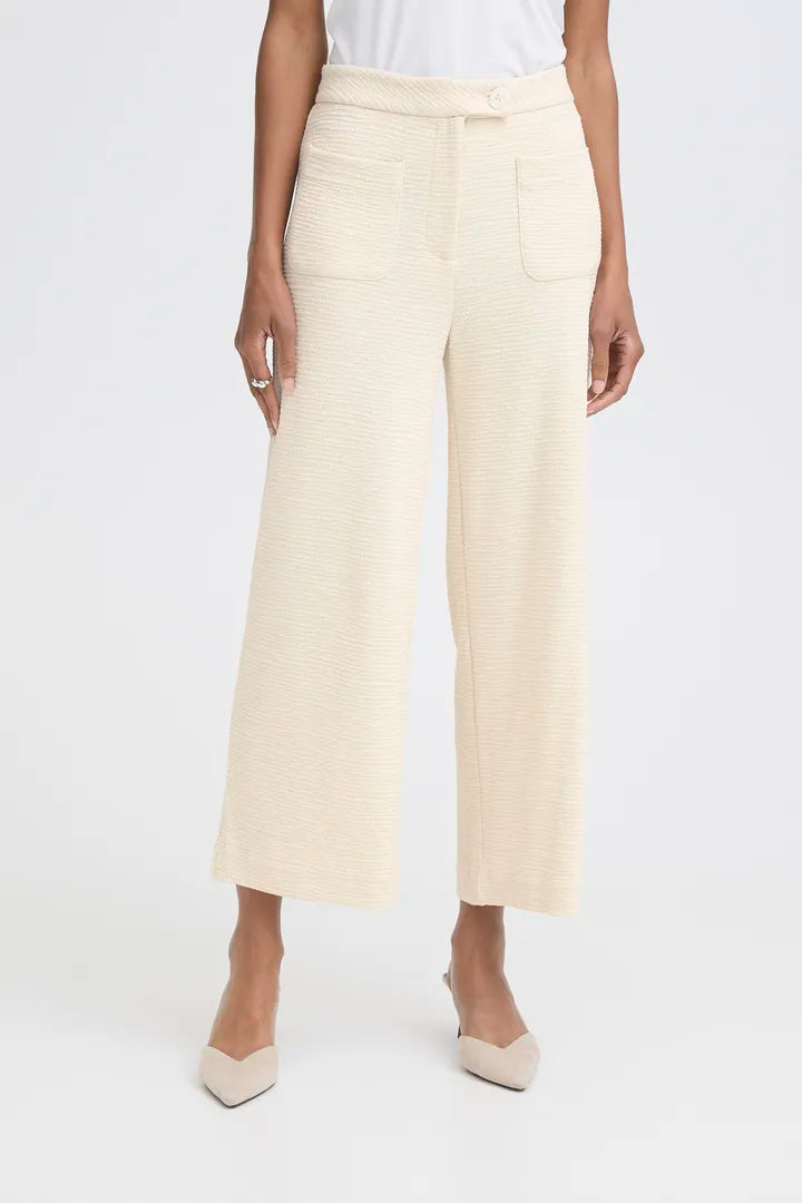 Lumi Wide Leg Cropped Pants (Almond Milk)