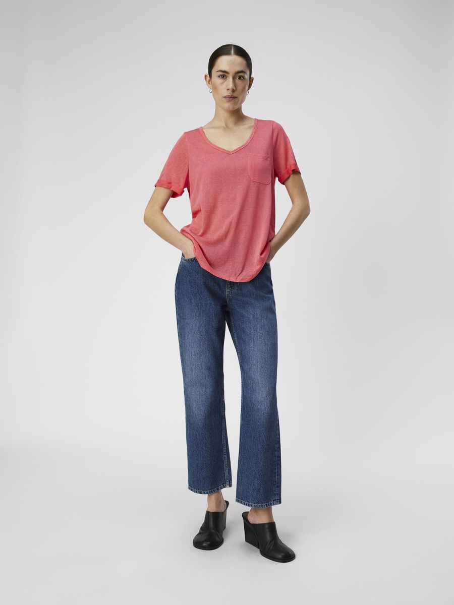 Tessi V-Neck T-Shirt (Paradise Pink/Coral)