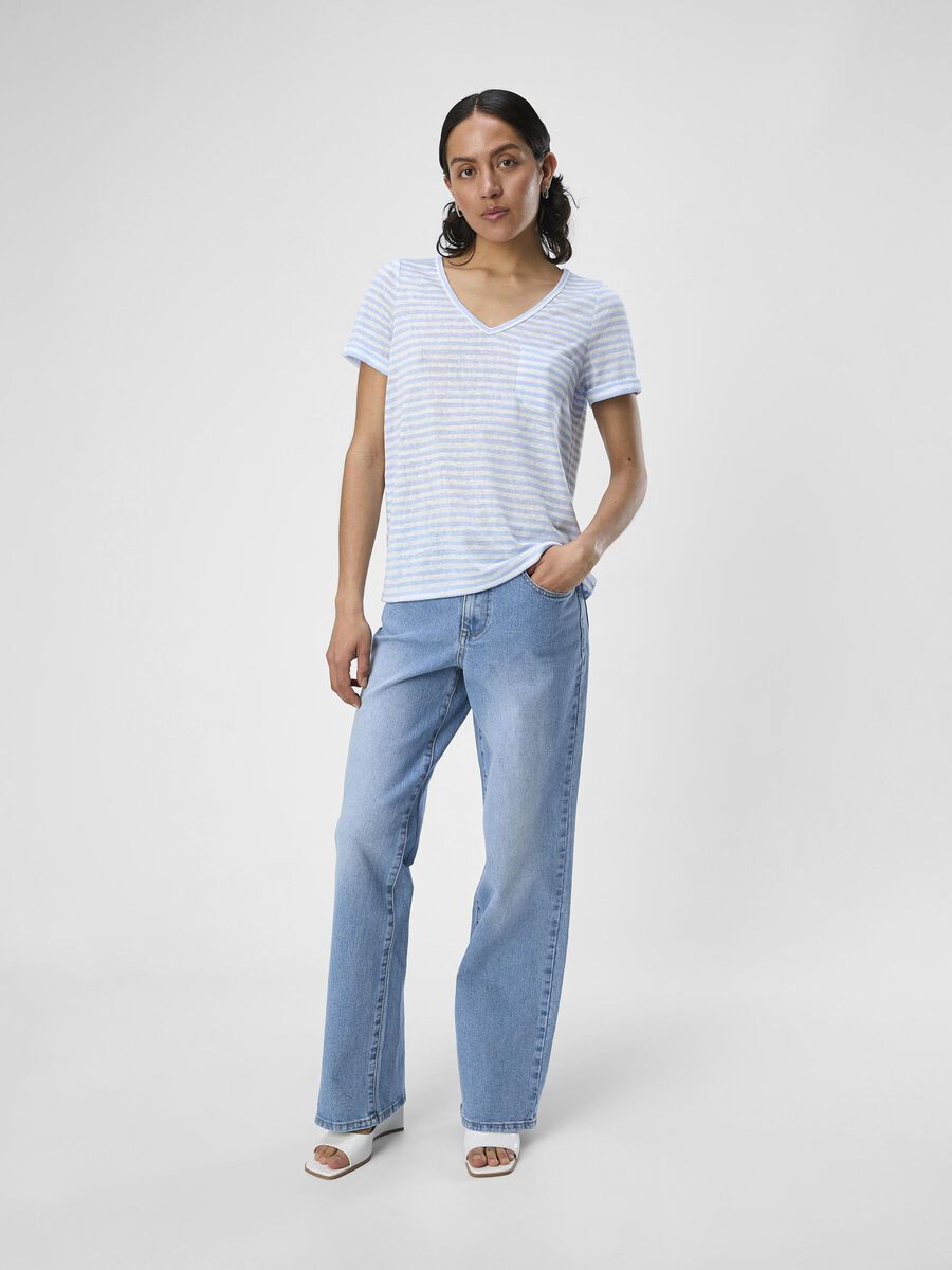 Tessi V-Neck T-Shirt (White/Brunnera Blue)