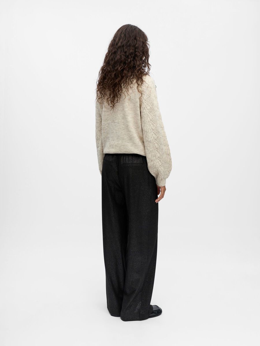 Cassie Wide Leg Pants (Black/Silver)