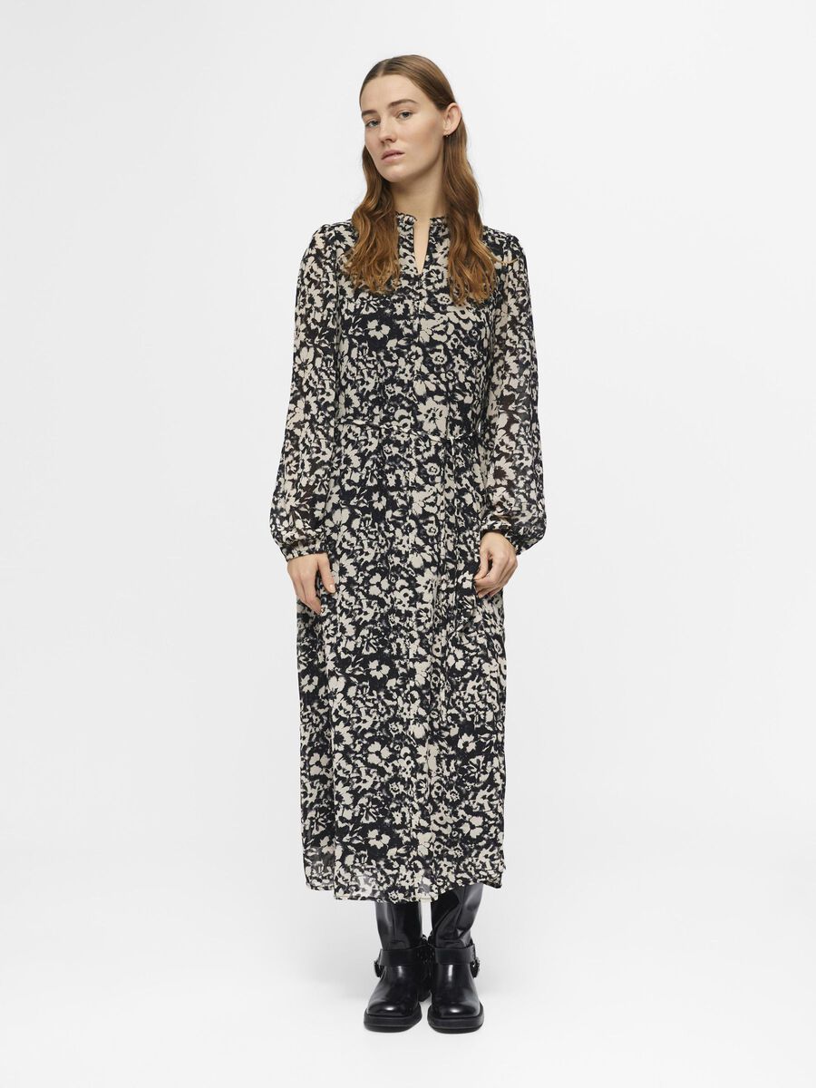 JILL ZIP NECK MAXI DRESS (SANDSHELL/BLACK)