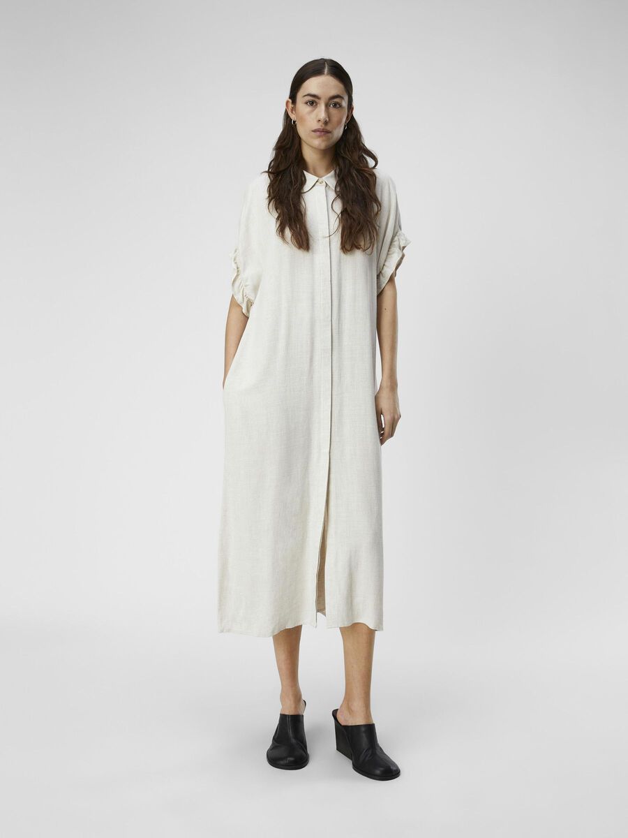 Tiana Linen Blend Shirt Dress (Sandshell)
