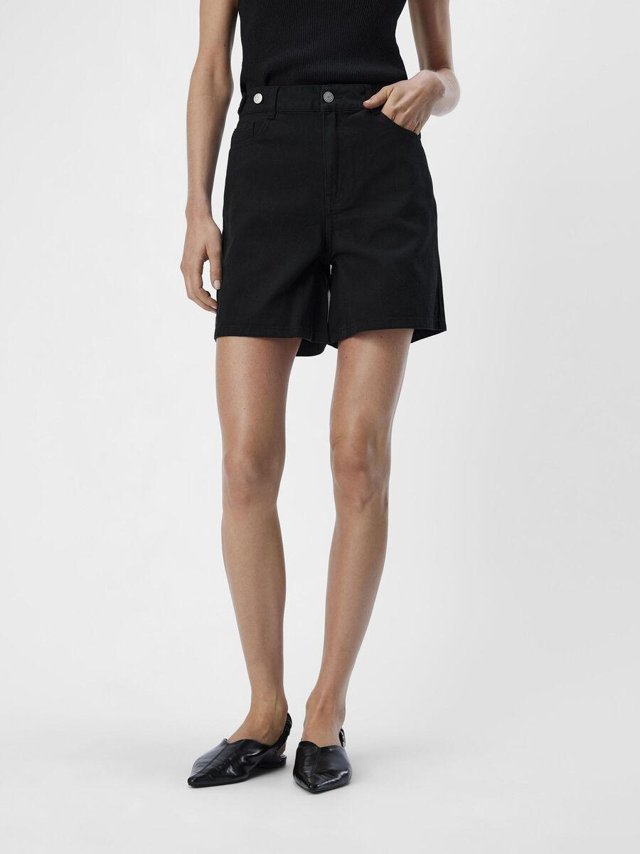 Glory Mid-Waist Denim Shorts (Black)