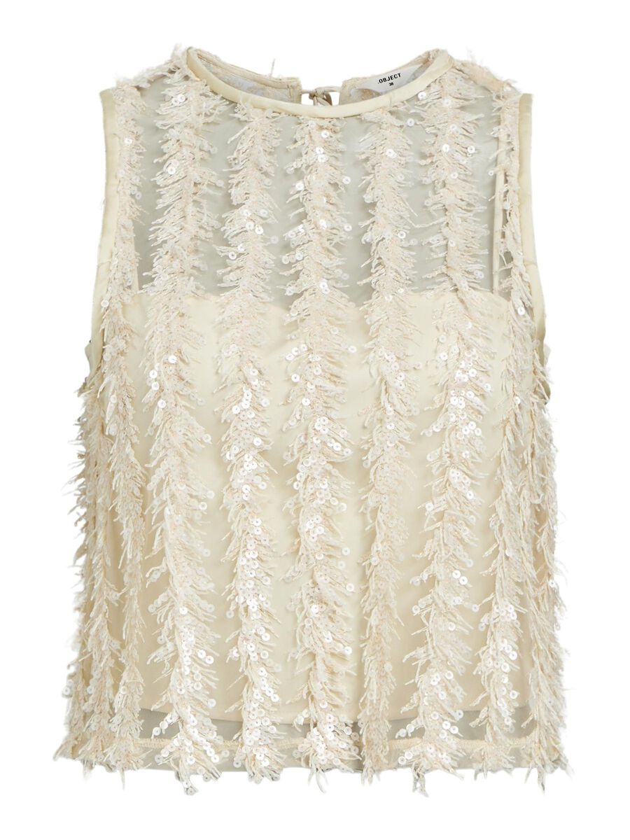 Mira Sleeveless Sequin Top (Sandshell)