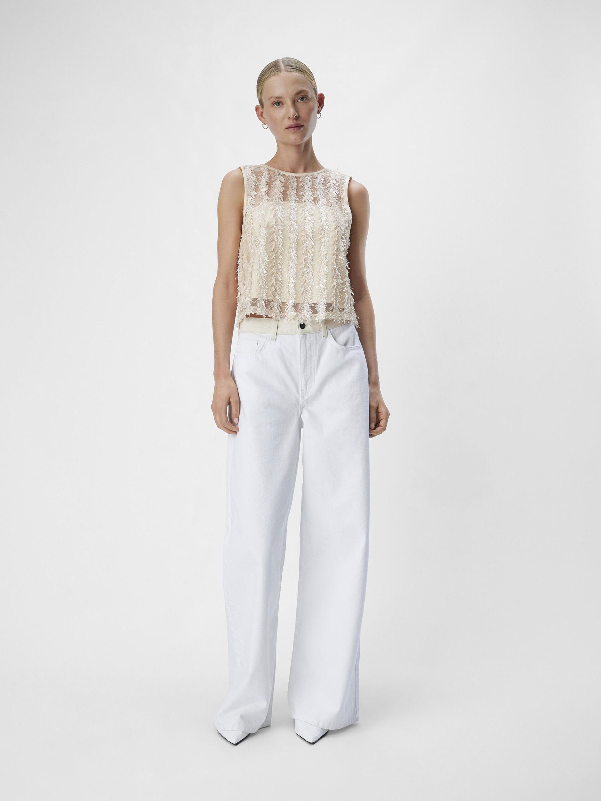 Mira Sleeveless Sequin Top (Sandshell)