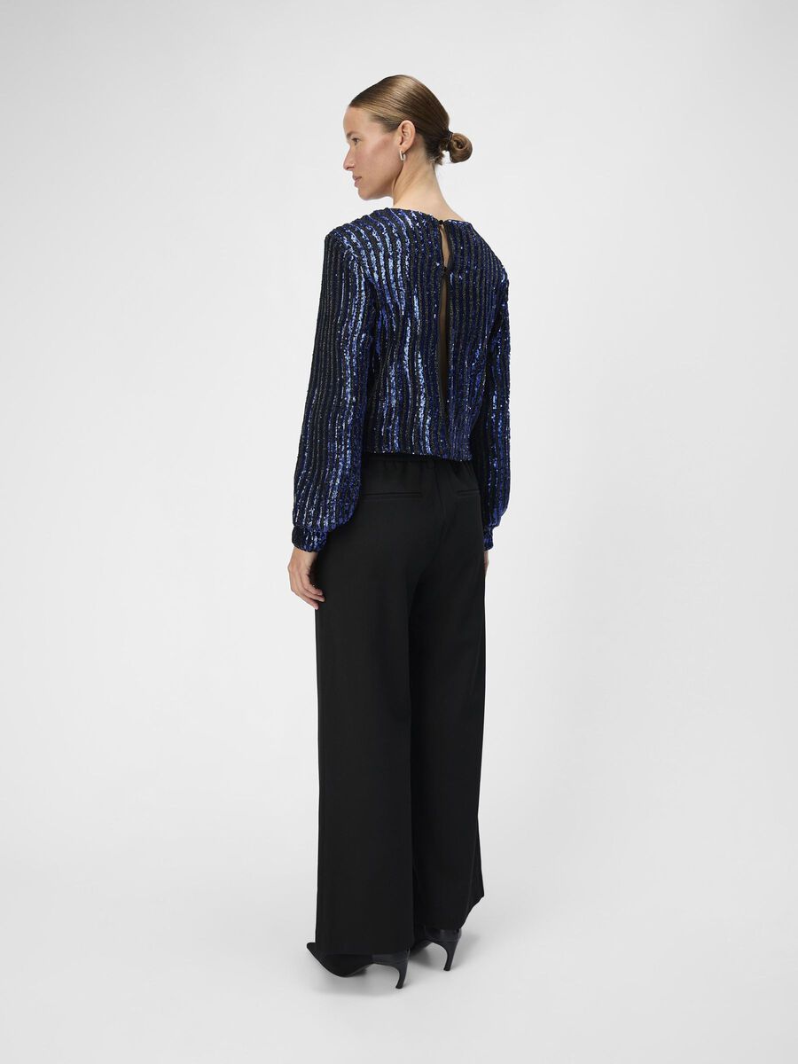 Dotti Sequin Top (Sky Captain/Black Mesh)