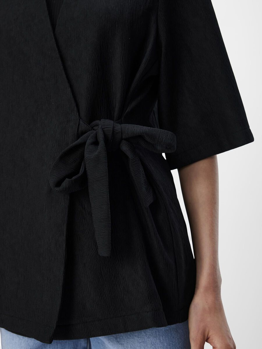 Rilla Half Sleeve Wrap Blazer (Black)
