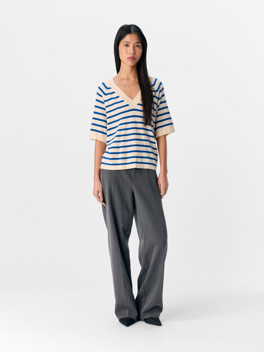 Jocelyn V-Neck Knit Top (Sandshell/Surf)