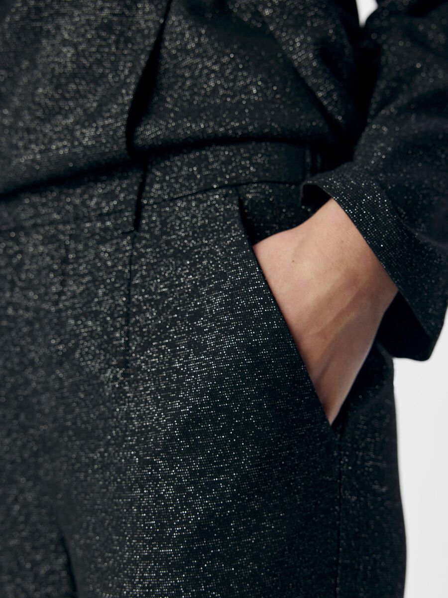 Lyn Wide Leg Pants (Black/Glitter)