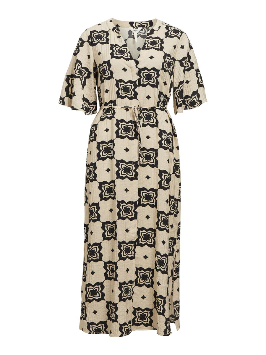 Majella Printed Midi Dress (Sandshell/Black)